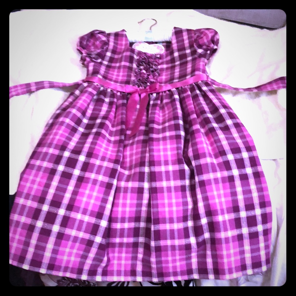 Purple / pink Plaid girls dress